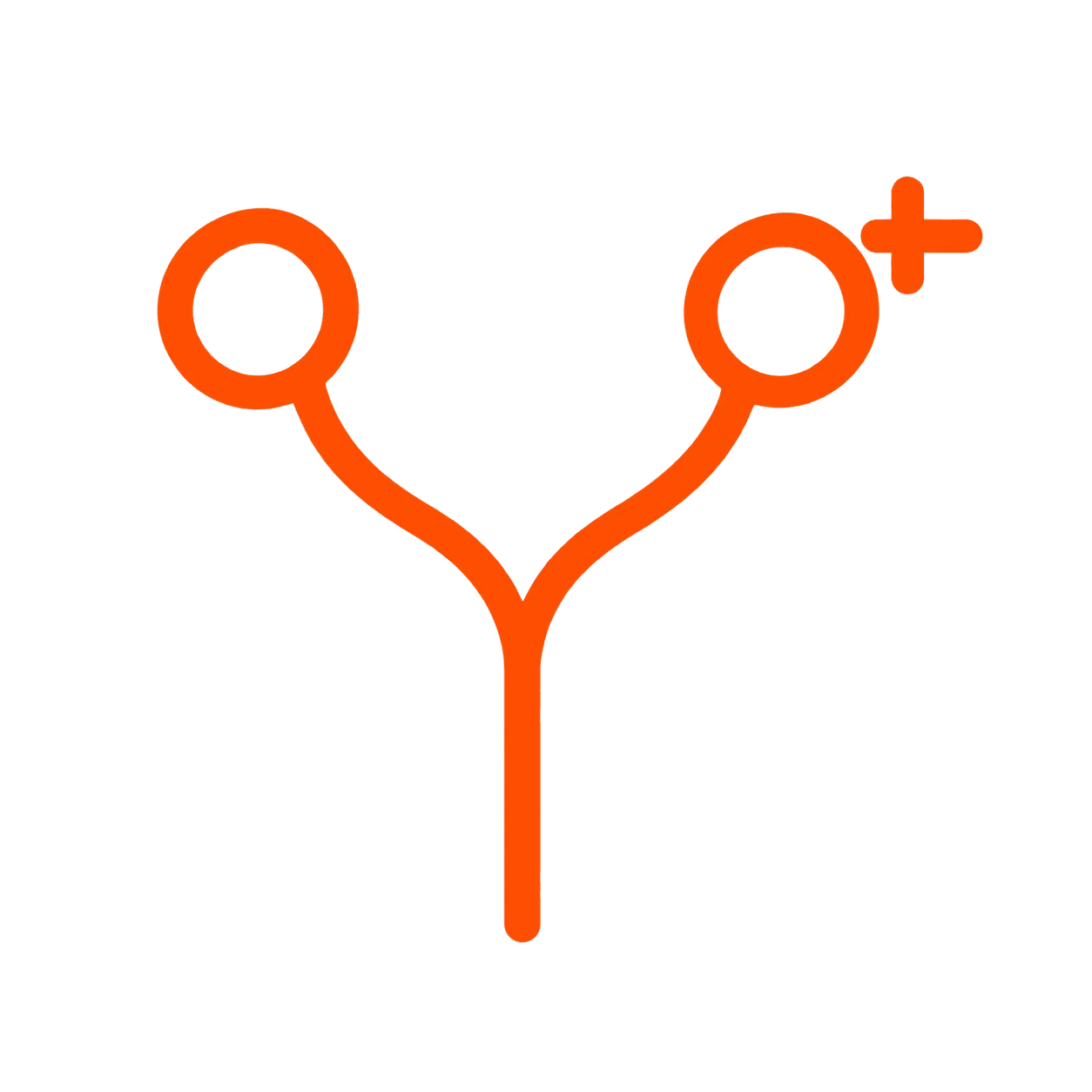 Icône orange de branchement en Y