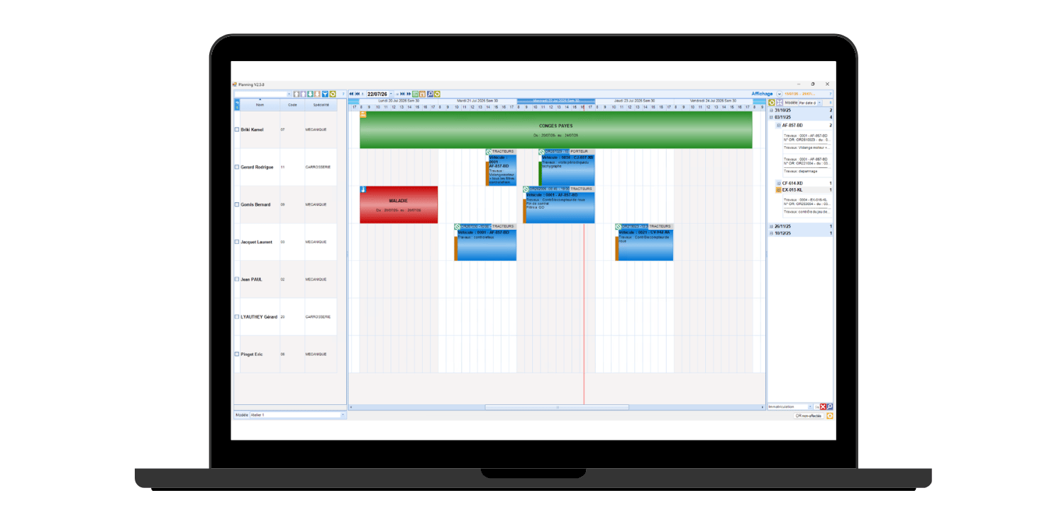 Planning FMS Fonctionnalité
